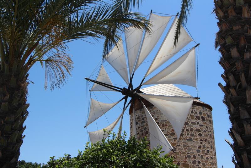 Old Windmill of Antimachia between palms